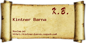 Kintner Barna névjegykártya