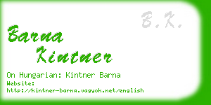 barna kintner business card
